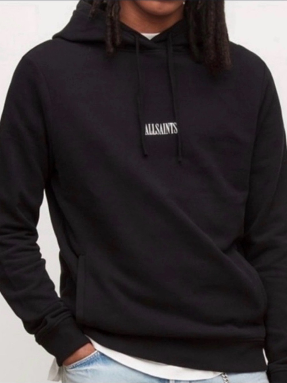 All Saints Black Pullover Hoodie with Center Logo